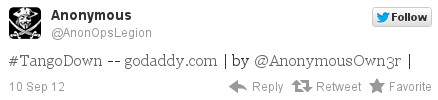 Go Daddy sufre un gran ataque por parte de un miembro de Anonymous
